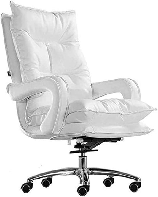 Big Tall Executive Boss Office Chair Adjustable Swivel Lumbar Support Classic Ergonomic Managerial Chairs for Meeting Room Lunch Break Reading(White)