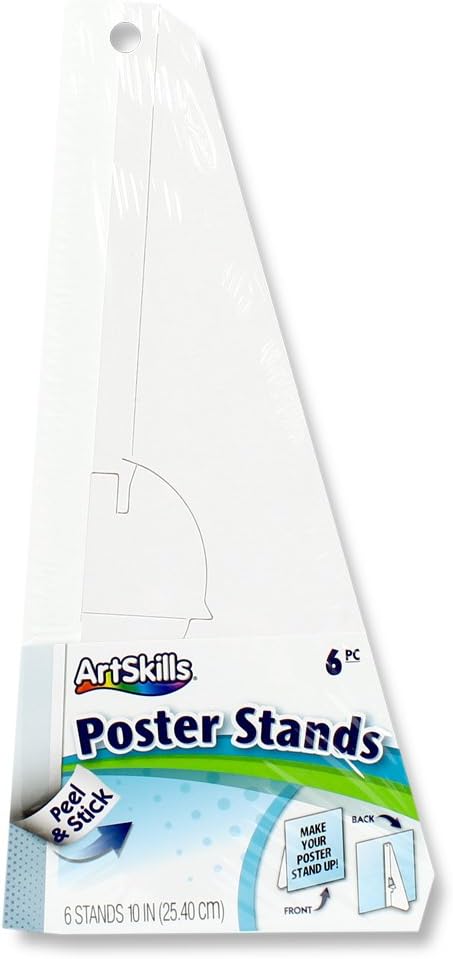 ArtSkills PA-1262 10" Easel Back Peel and Stick Poster & Project Stands, 6 Count, 10 Inch