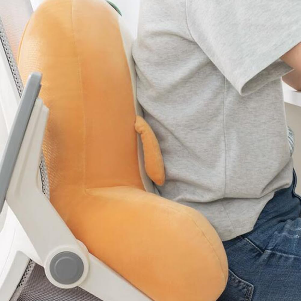 Tingting's Dream Office Chair Lumbar Pillow Cute Bed Rest Reading Pillow Sofa Waist Back Cushion Car Lumbar Support Pillow with Blanket (60×45CM/23.6"×17.7", Shy)