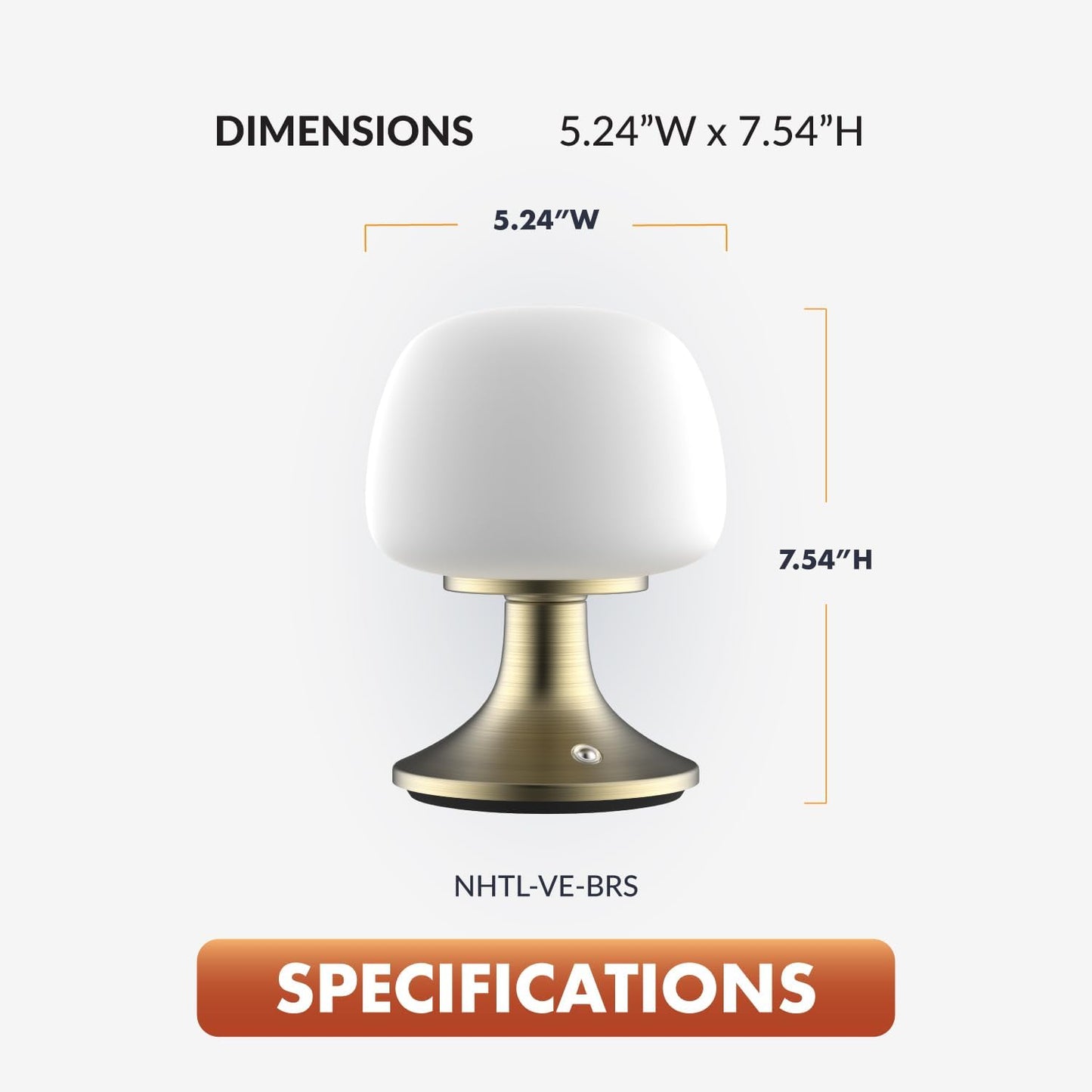 ‎Newhouse Lighting Verona, Brass 2700K Dimmable Cordless USB-C Rechargeable Glass Table Lamp NHTL-VE-BRS, Cordless Desk Lamp for Living Room, Bedroom, Coffee Table, and Other Cozy Home Decor