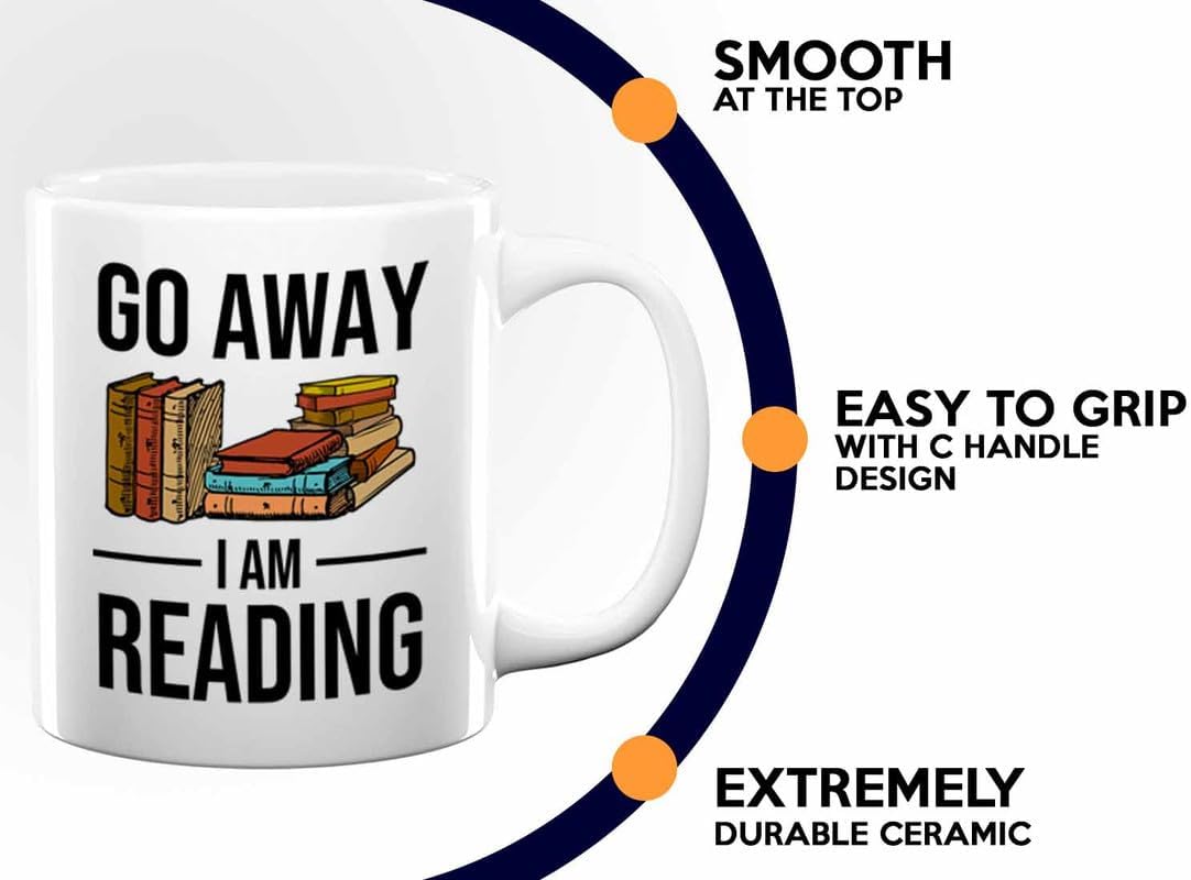 Reading Bookworm Coffee Mug 11oz White - Go Away I am Reading - Reading Reader Book Worm I Know Things Book Addict Book Lover Bookish Novelist Librarian Writer