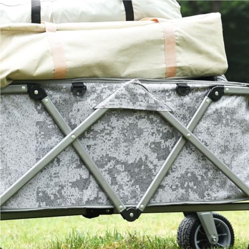 Portable Camping Cart,Outdoor Folding Beach Camping Cart with Camouflage Color Easy Storage and Trolley Trailer for Fishing Portable and Convenient Utility Cart