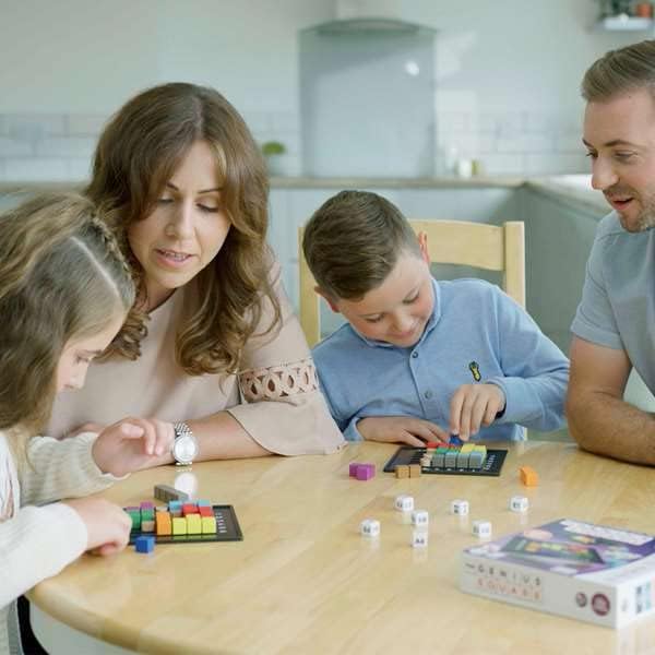 The Genius Square from The Happy Puzzle Company – Game of The Year Award Winner, 60000+ Solutions STEM Puzzle Game. Roll Dice, Race Your Opponent to Fill Grid with Different Shapes!