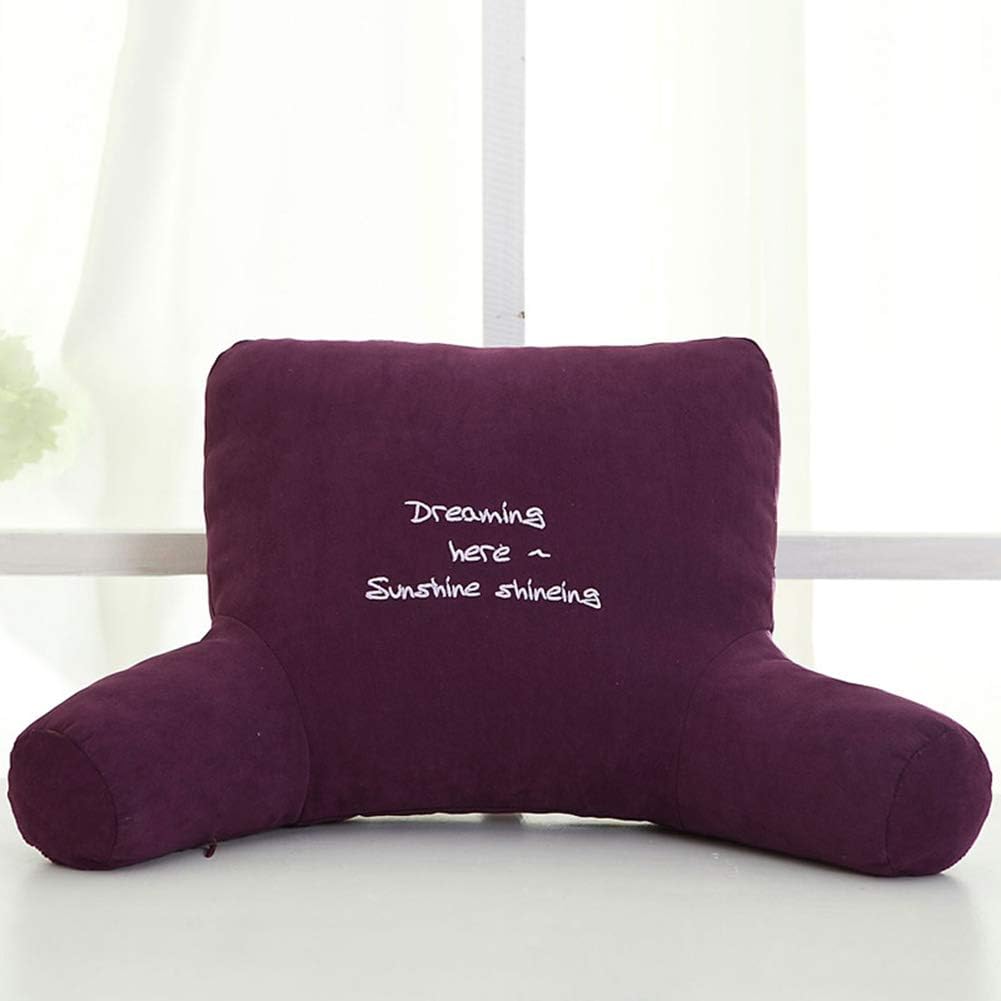 Bedrest Pillows with Arms for Reading in Bed Perfect Support Reading Relaxing Watching TV Khaki Purple (Colour: Set of 2 Size: 70x48x25cm)