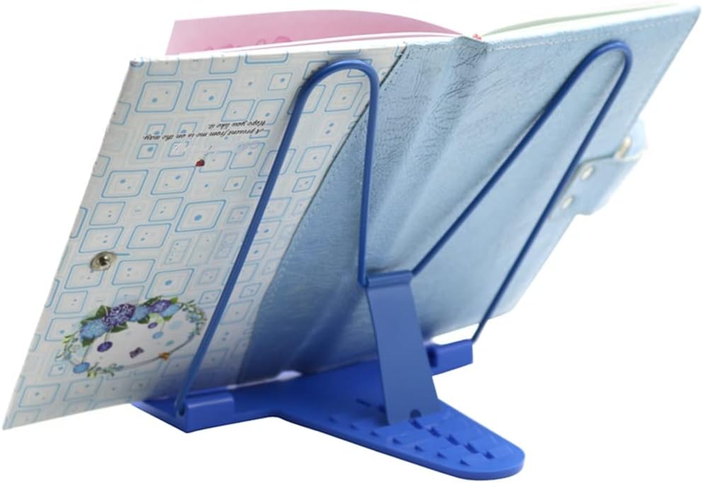 1 Pc Portable Foldable Adjustable Bookend Stand Reading Book Document Holder Base Shelf(Blue)