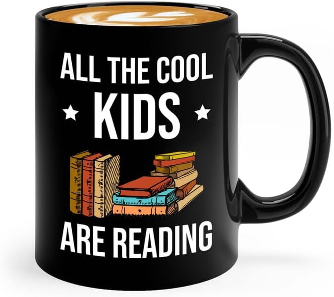 Reading Bookworm Coffee Mug 11oz Black - All The Cool Kids Are Reading - Reading Reader Book Worm I Know Things Book Addict Book Lover Bookish Novelist Librarian Writer