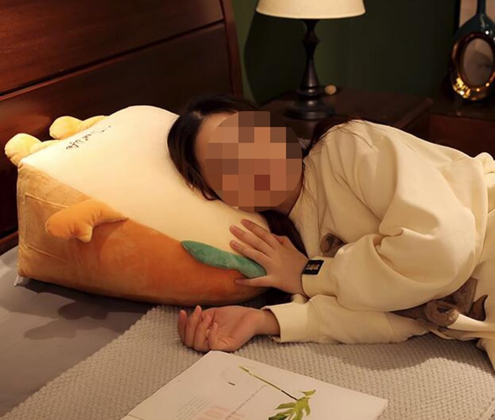 Funny Plush Bed Backrest Pillow Cute Reading Back Pillow Sofa Lumbar Support Pillow Back Cushion Reclining Pillow (Shy Pattern, 50×40×20cm/19.7"×15.7"×7.87")