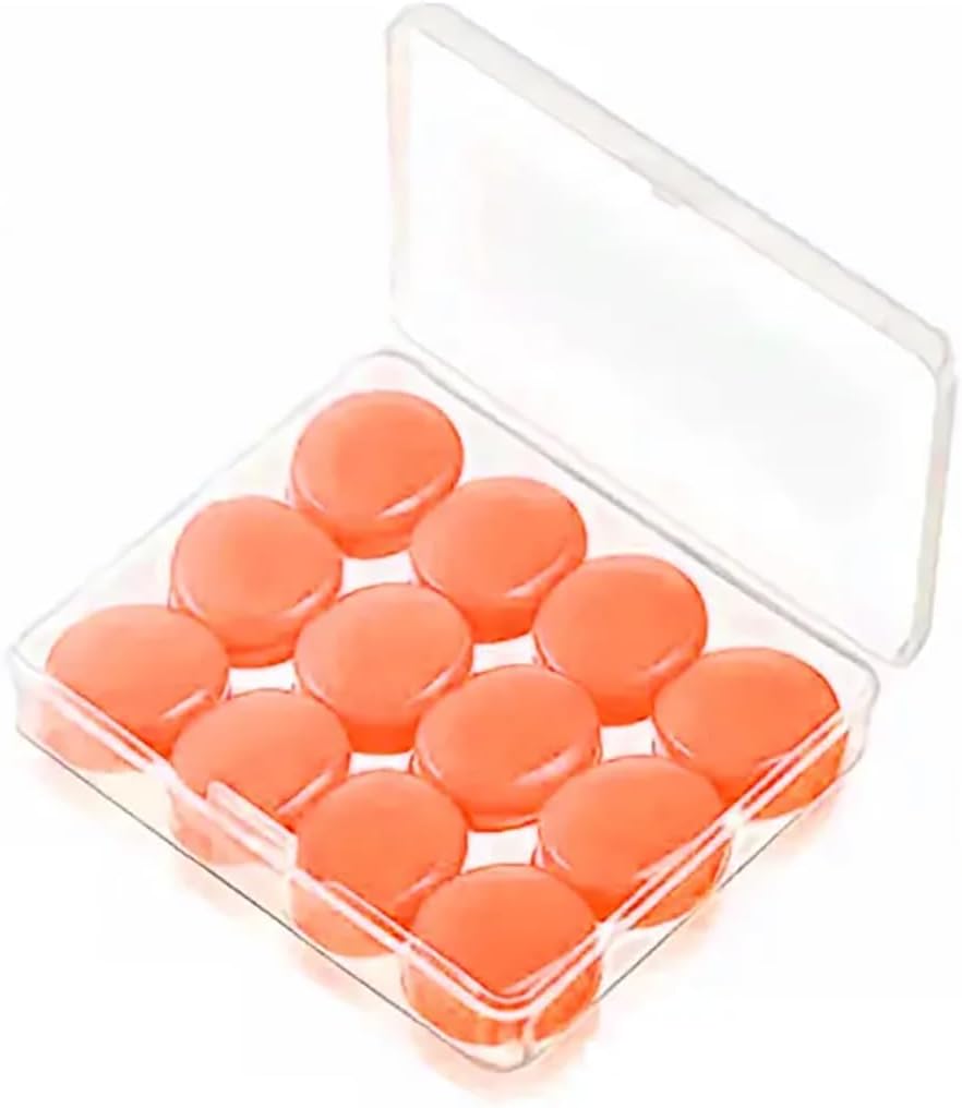 Moldable Silicone Noise Cancelling Earplugs 6 Pairs for Sleeping, Swimming, Shooting,Taking a Plane (Orange, One Size)