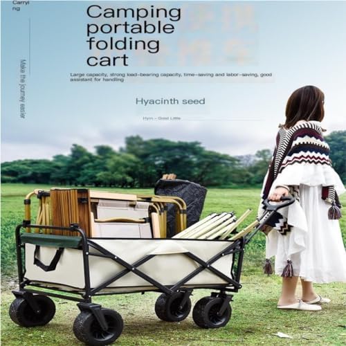 Portable Camping Cart,Outdoor Folding Beach Trolley Cart with Off Road Wheels for Camping and Picnics
