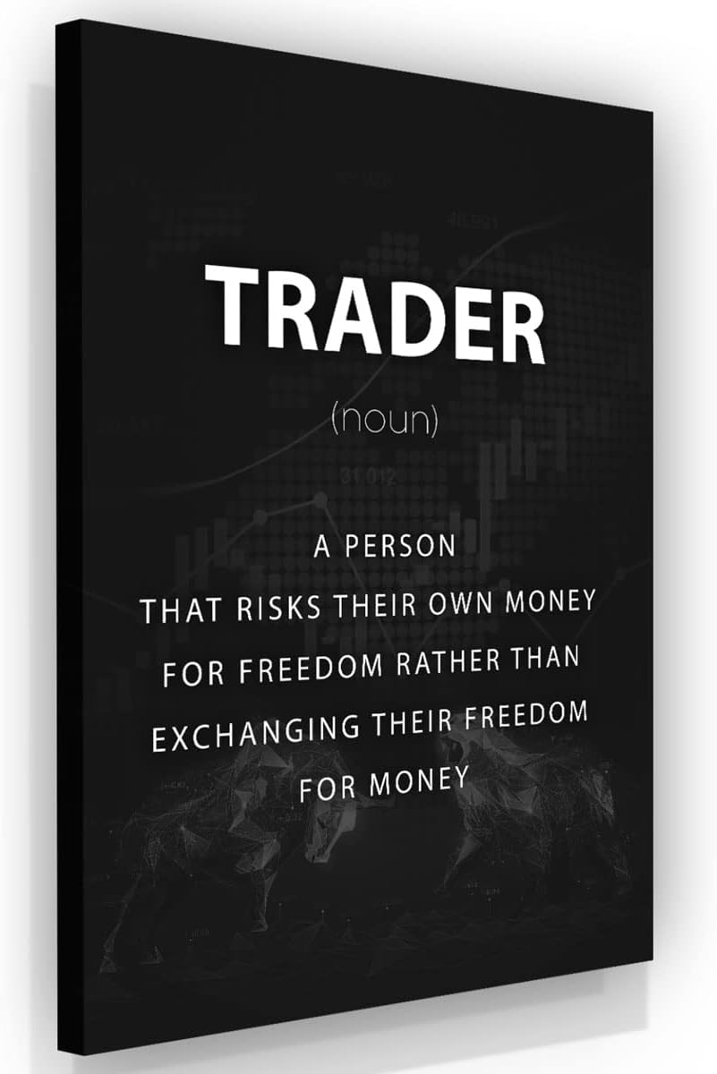 NATVVA Trader Noun Definition Motivational Wall Art Money Forex Trade Stock Market Sign Canvas Print Poster Trader Office Wall Decor Canvas Art Prints Painting Picture Artwork