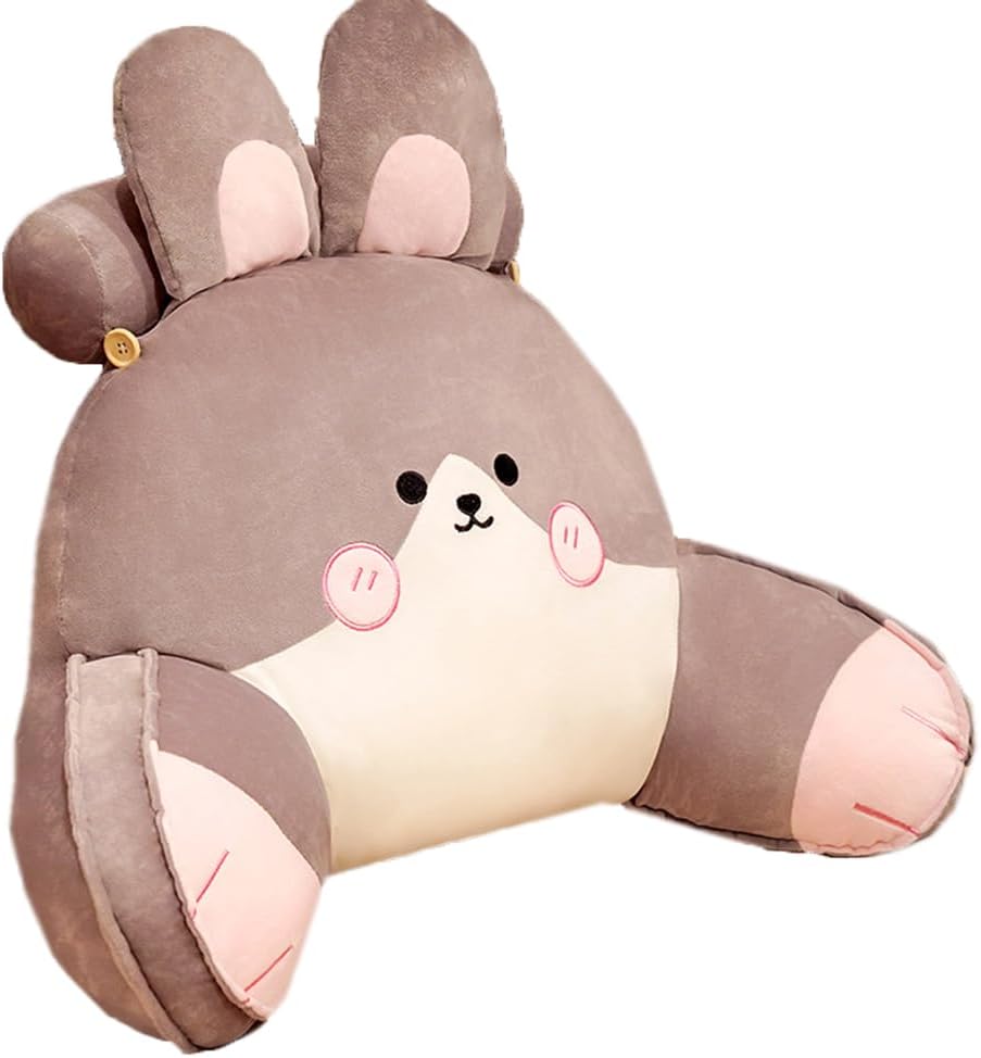 Cartoon Office Chairs Lumbar Back Pillow Bed Sleeping Neck Support Cushion Dining Chair Sofa Reading Back Waist Pillows (Gray Rabbit, 70×40×25cm/27.56"×15.7"×9.84")