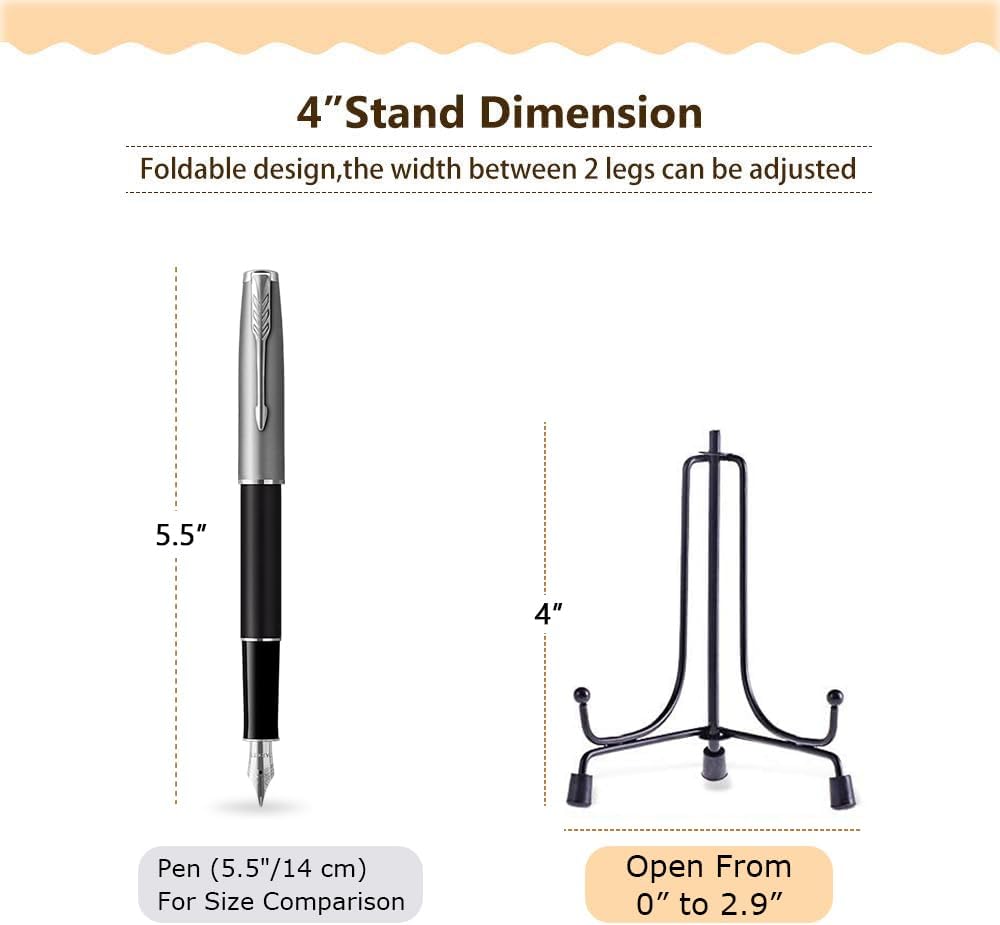 LIONWEI LIONWELI 4inch(2pack) Upgraded Anti-Slip Iron Plate Display Stand Black Easel Display Stand Photo Holder Stand,Displays Picture Frames, Decorative Plates, and Artworks