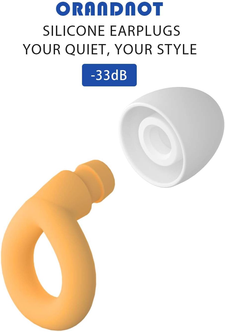 Earplugs for Sleeping, 33db Noise Canceling Ear Plugs, Waterproof Reusable Noise Canceling Earplugs for Concerts, Motorcycles, Travel and Hearing Protection - 8 Ear Tips in XS/S/M/L, Orange