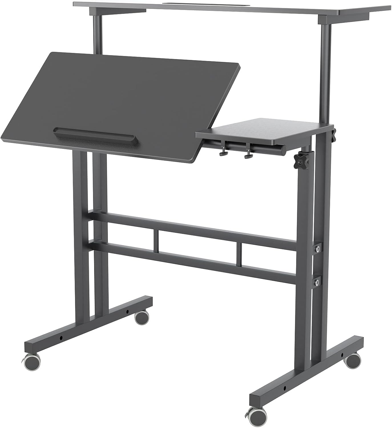 SDHYL 31.5 inches Movable Laptop Desk with Mouse Board Adjustable Height and Angle Anti-Slip Workstation Home Office Desk with Tablet Slot Portable Student Desk, Black, S7-ZS-101-2BK-US