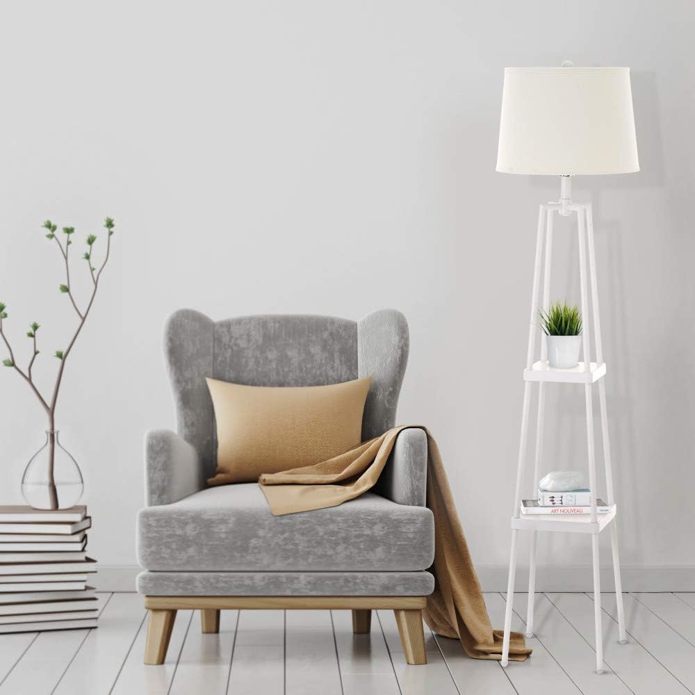 Catalina Lighting 19305-001 Modern Etagere Floor Lamp with Shelves, Standing Lamp, Living Room Light with Shelving, LED Bulb NOT Included, 58", White