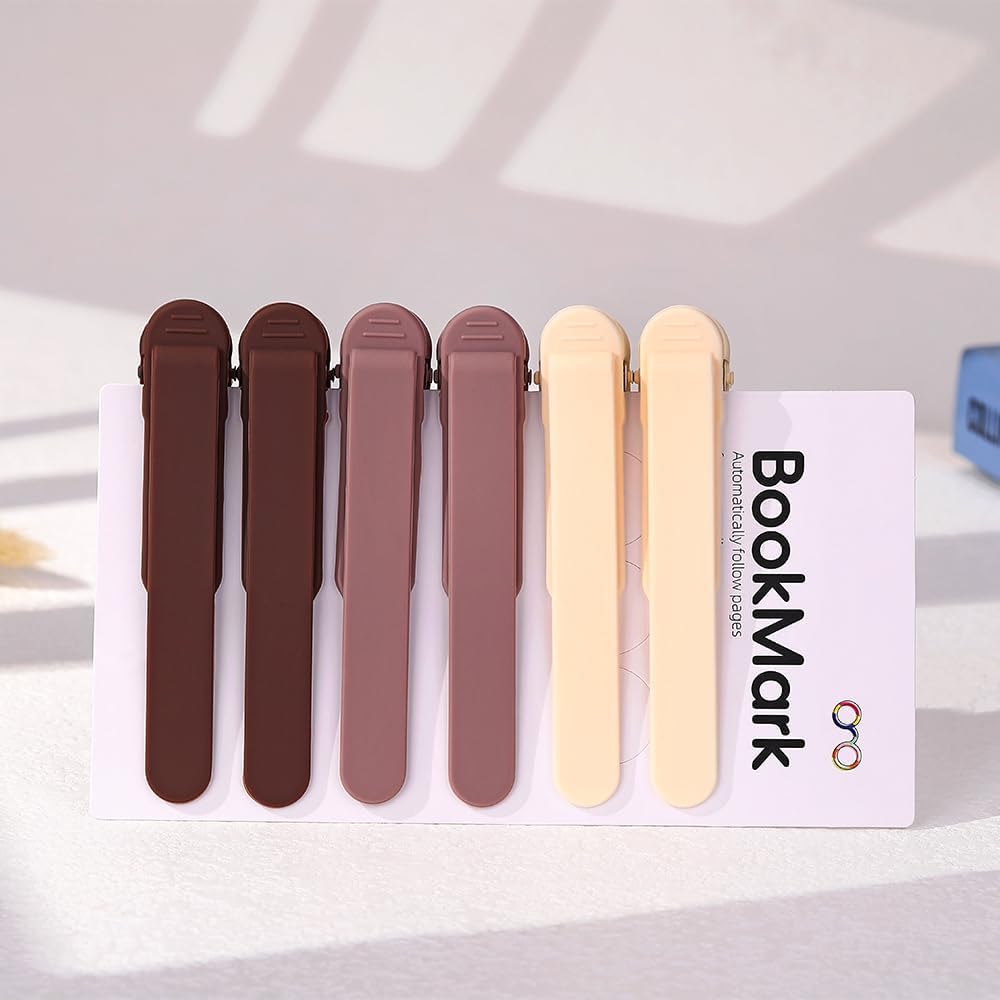 6Pcs Automatic Bookmark, Book Marks for Reading Women Men Kids, Silicone Bookmarks for Women, Unique Book Markers for Reading, Bookmarks Clip Page Holder Accessories for Book Lovers