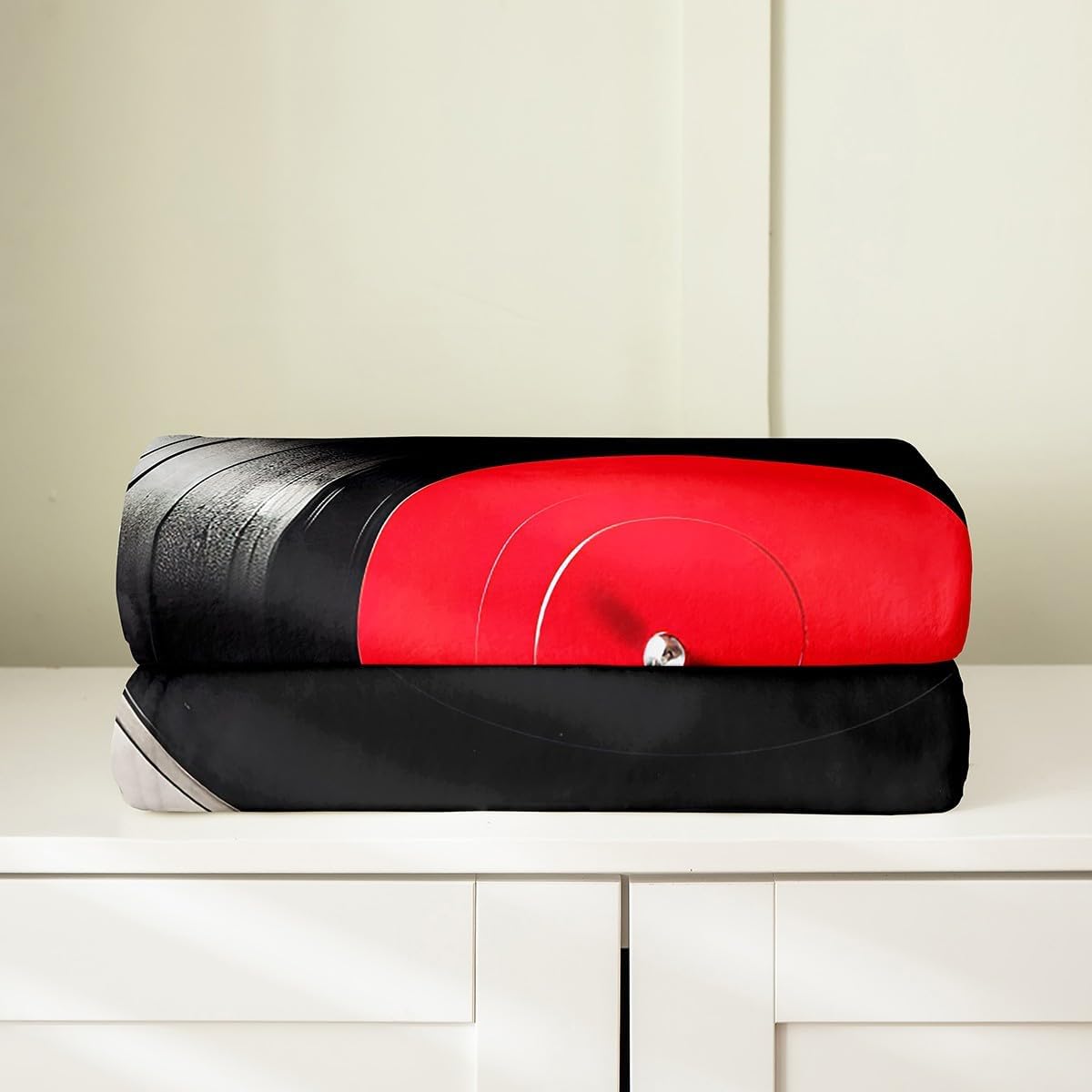 Erosebridal Vinyl Record Fleece Blanket 40x50,Red and Black Music Player Throw Blanket for Kids Child,Modern Musical Rhythm Sherpa Blanket,Vintage Country Style Flannel Blanket Soft Warm