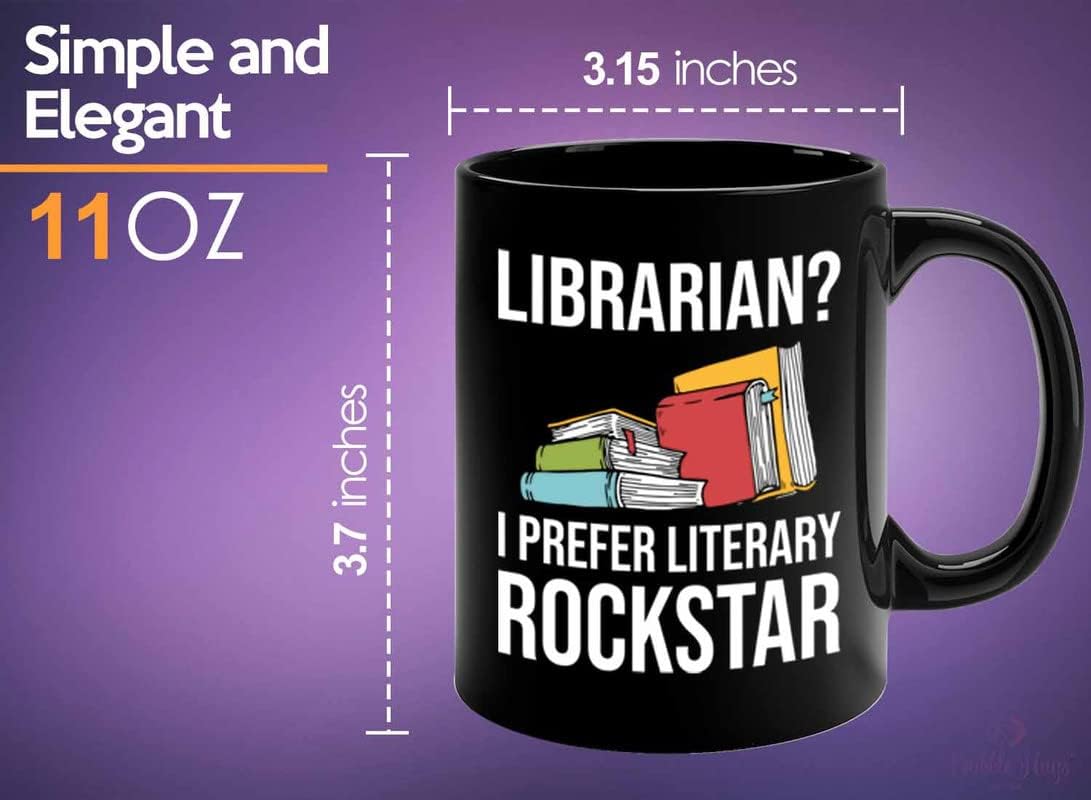Book Lover Coffee Mug 11oz Black - literary rockstar - Gifts for Book Club Readers Book Nerd Librarians Book Worm Bookish