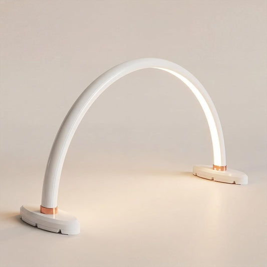 Half Moon Light for Nail Desk 16 inch Nail Desk Light Half Moon Lamp Portable Arch Lamp Dimmable with Foldable Bracket for Desk Salon Table Use, 3 Color Temperature
