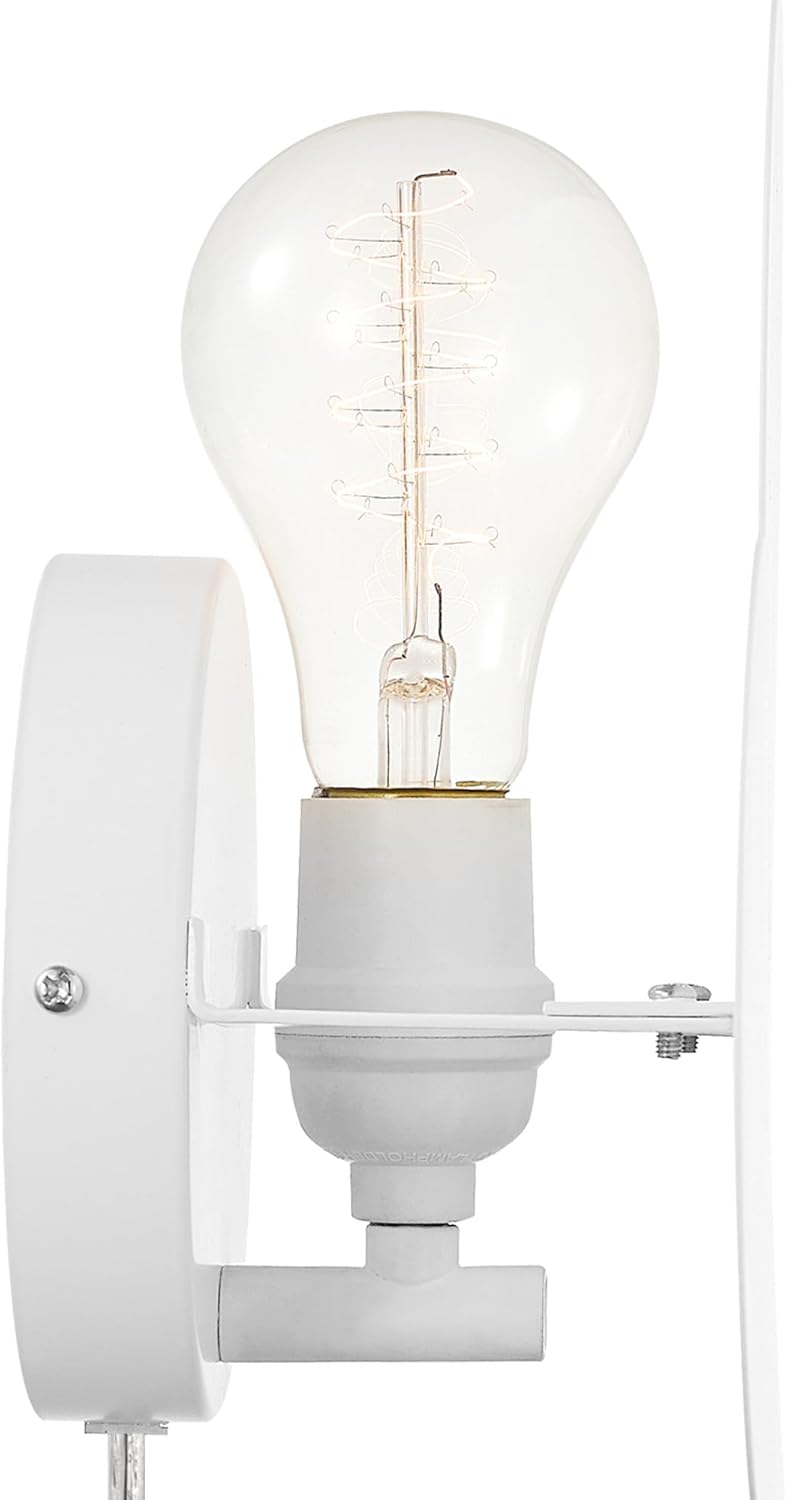 Globe Electric 51492 1-Light Floating Cloud Plug-in Wall Sconce, Matte White, 6ft Clear Cord, Inline On/Off Rocker Switch, Lights for Bedroom, Bulb Not Included, Mounted Bedside Lamp