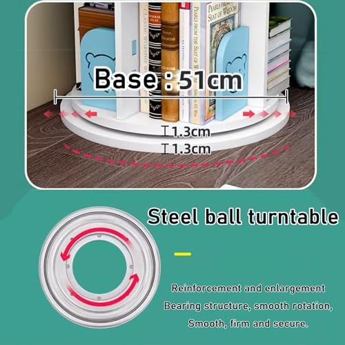 Mobile Storage Rack Freestanding Display Rack Tool Pegboard Garage,360 Rotating Corner Bookshelf Space Saving Floor Standing Bookcase with Storage Rack for Bedroom or Living Room Small and N