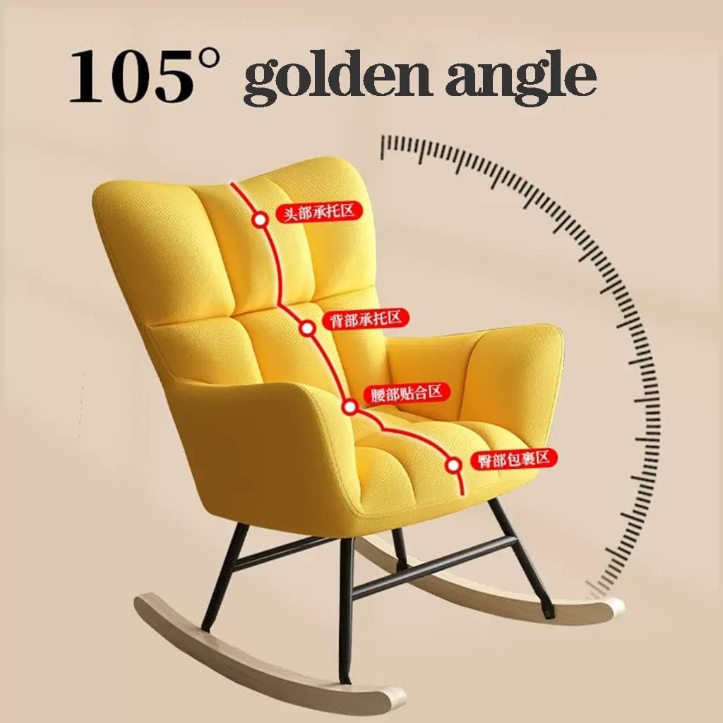 LSLYTQ Single Rocking Chair Patchwork Fabric Leisure Chair High Back Padded Living Room