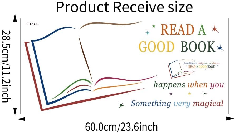 ADECALS Open Book Wall Sticker Something Very Magical Happens When You Read A Good Book Wall Art Colorful Reading Book Decal (Book05)