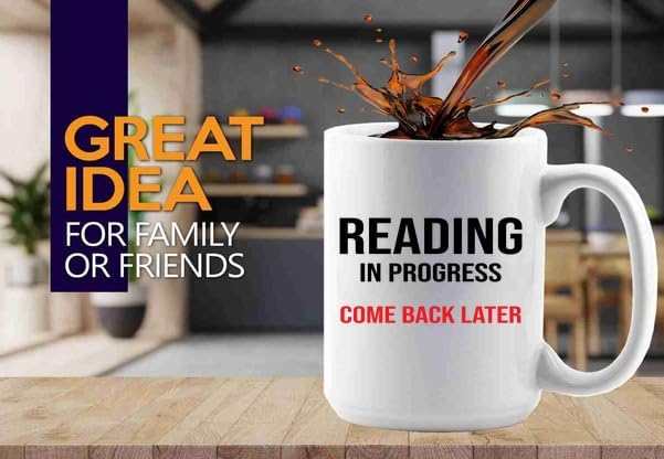 Book Lover Coffee Mug 15oz White -reading in progress - Book Lovers Gifts Book Reader Gifts Book Club Gifts Book Reading Cup Reading Gifts