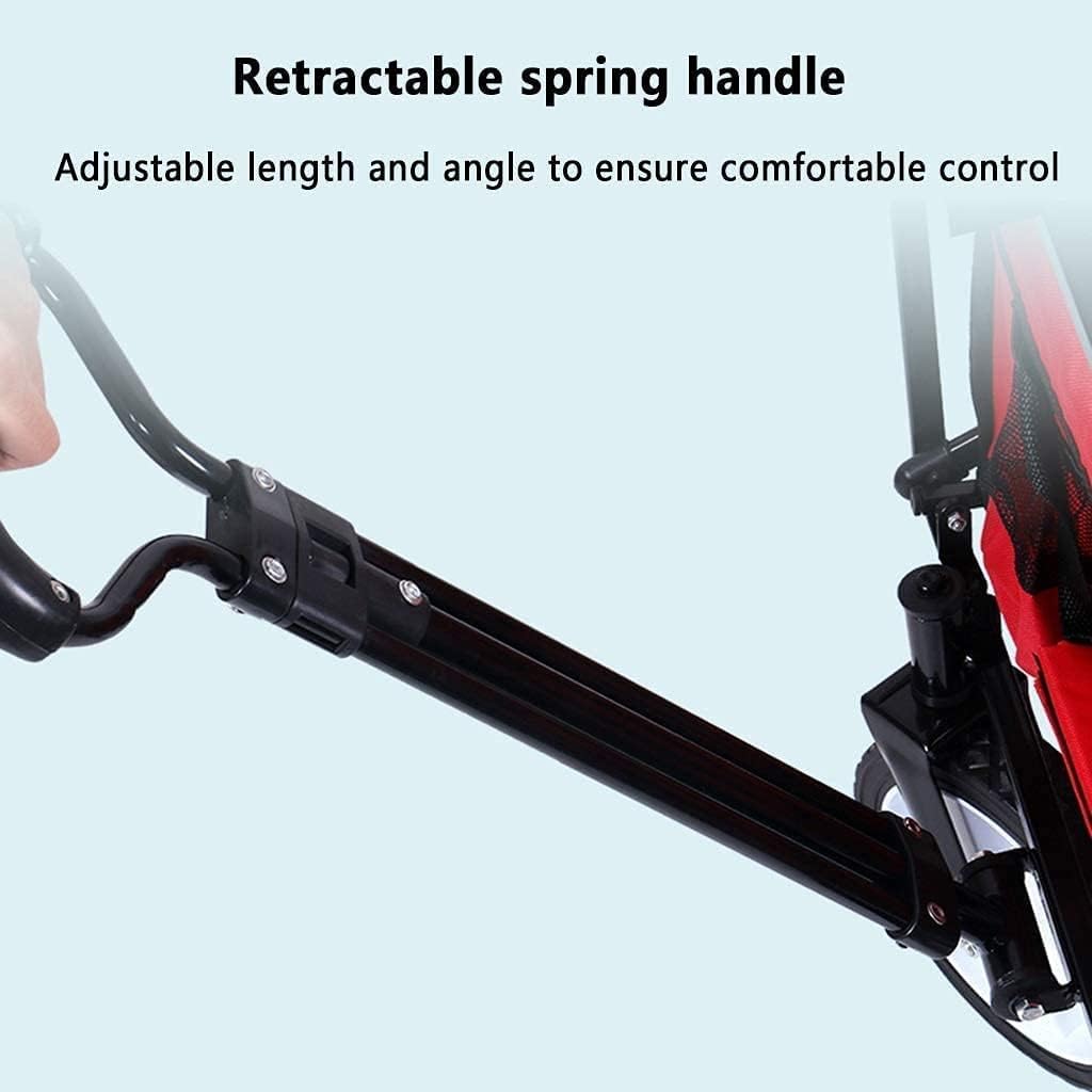 Utility Wagon Portable Camping Cart Collapsible Hand Cart with 4 Wheels and Adjustable Push Handle Load-Bearing 100kg / 220lbs (Color : Black)