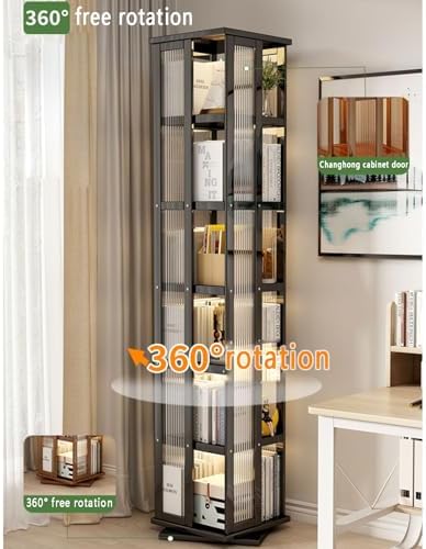 Rotating Bamboo Corner Bookshelf - Stackable Storage Solution, Acrylic Small Bookcase for Bedroom, Living Room, Study - Ideal for Compact Spaces
