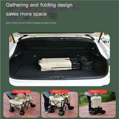 Portable Camping Cart,Outdoor Beach Camping Trolley Cart with Foldable Storage Rear Door Access and Camper Gathering Space Portable Camp Trailer for Camping Trips and Outdoor Adv