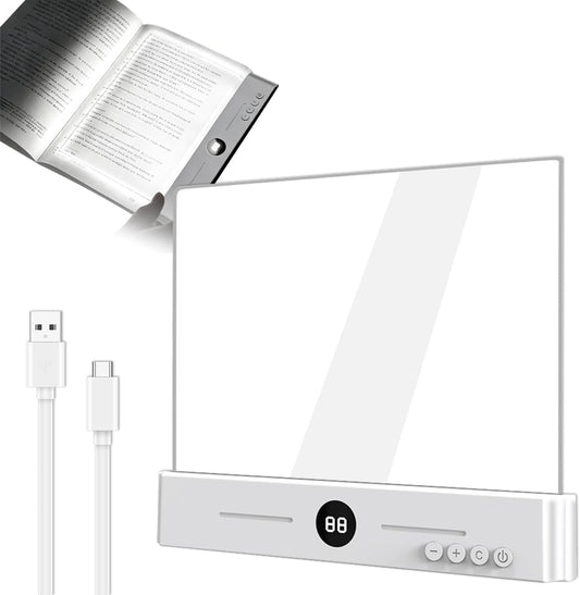 Flat Book Light,2026 Upgrade, Book Light Treasure Box, Reading in Bed at Night with 3 Colors & Timer, Dimmable Panel Plate Book Lamp Full Page Light, Bookish Gifts for Book Lovers(White)