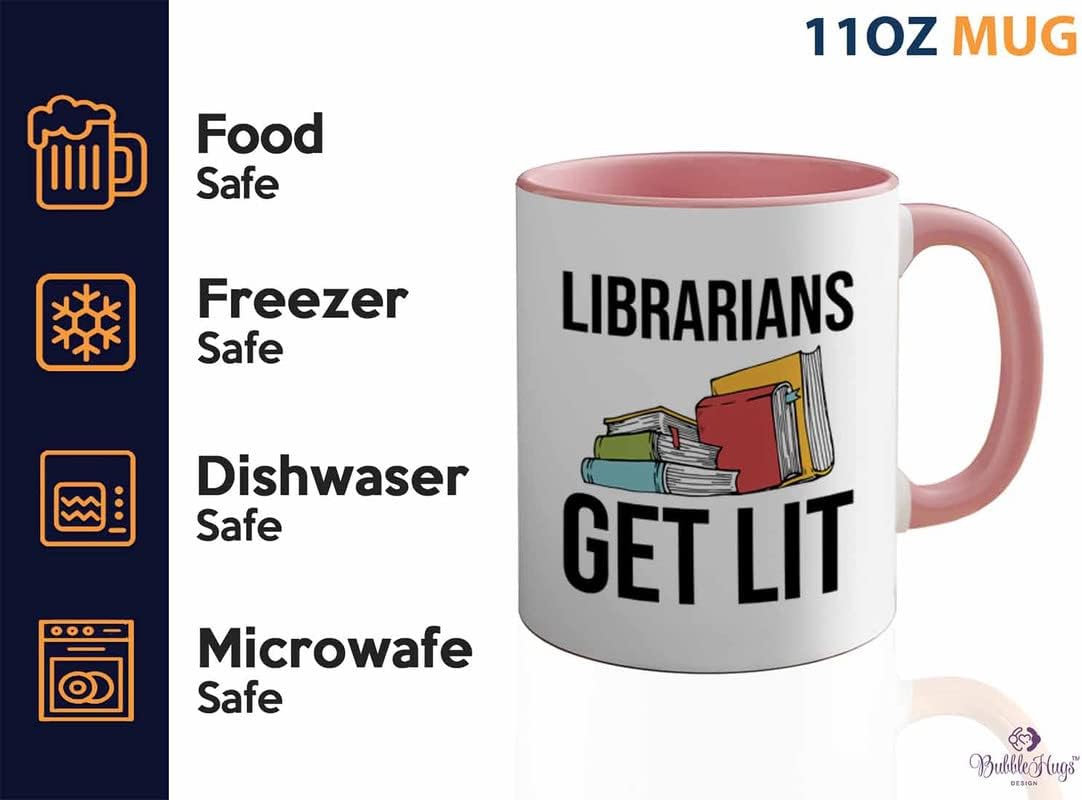 Book Lover 2Tone Pink Mug 11oz - Librarians get lit - Gifts for Book Club Readers Book Nerd Librarians Book Worm Bookish