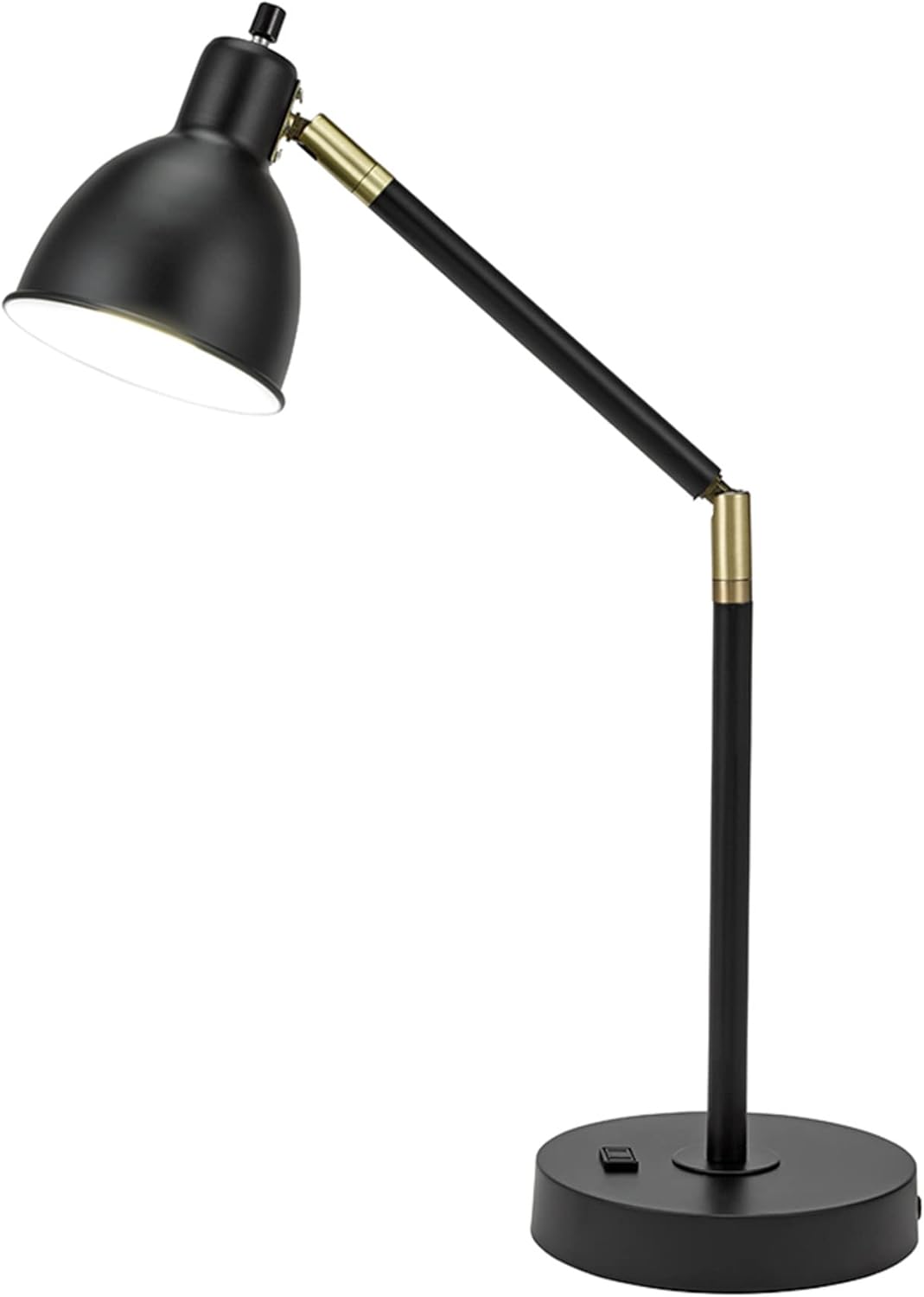 Catalina Lighting 20092-001 Modern Adjustable Desk Light with Power Outlet, Classic Table Lamp for Office, Dorm, or Bedroom, Reading Light Nightstand Lamp, Bulb NOT Included, 20.75", Black