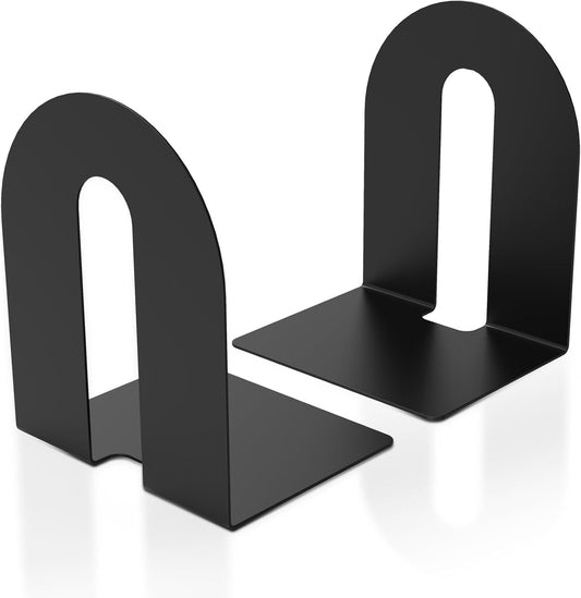 Heavy Duty 10" Bookends, 1 Pair Black Heavy Duty Bookends, Bookend Stopper for Heavy Books, for Office, Bookshelves, Binders & Books