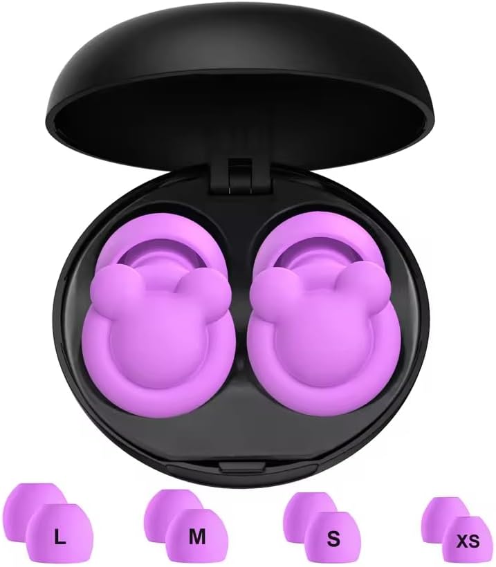 Ear Plugs for Sleeping Noise Reduction, 33dB Noise Cancelling, Hearing Protection Ear Plugs for Sleep, snoring, Study, Super Soft with 8 Ear Tips in XS/S/M/L (PURPULE, One Size)