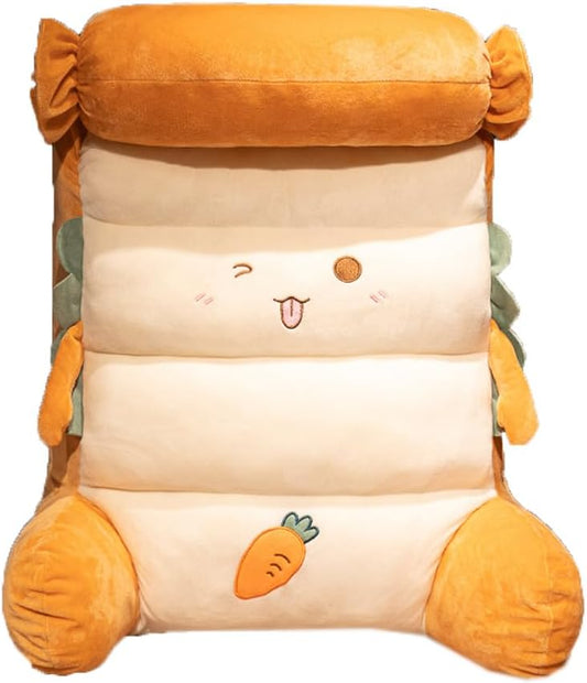 Cute Plush Bed Backrest Pillow Sofa Waist Back Cushion Rest Neck Support Headboard Pillow Office Chair Lumbar Pillow (Carrot, 55×50CM/21.65"×19.7")