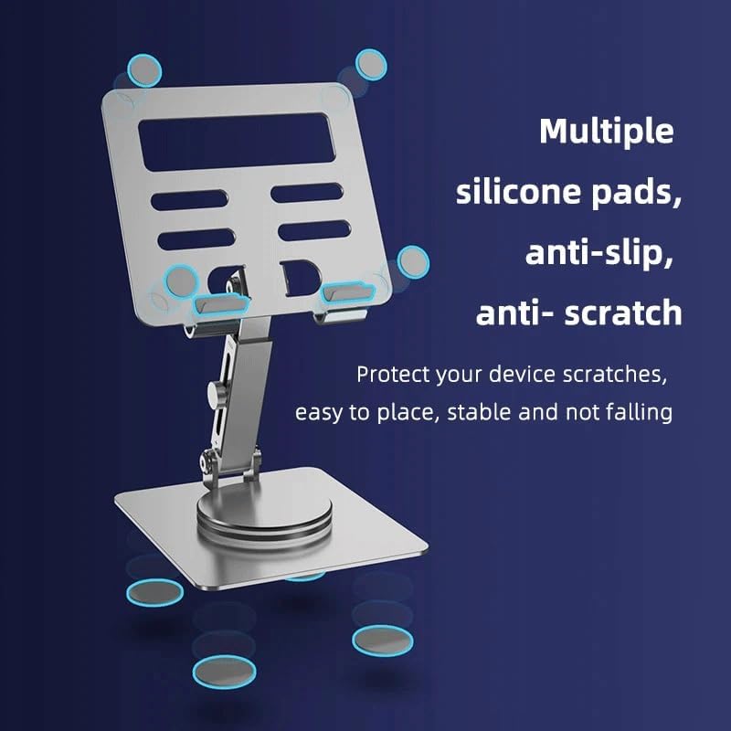 Tablet Stand Desktop 360 Degree Rotation, Multi Angle Height Adjustable Folding Suitable for