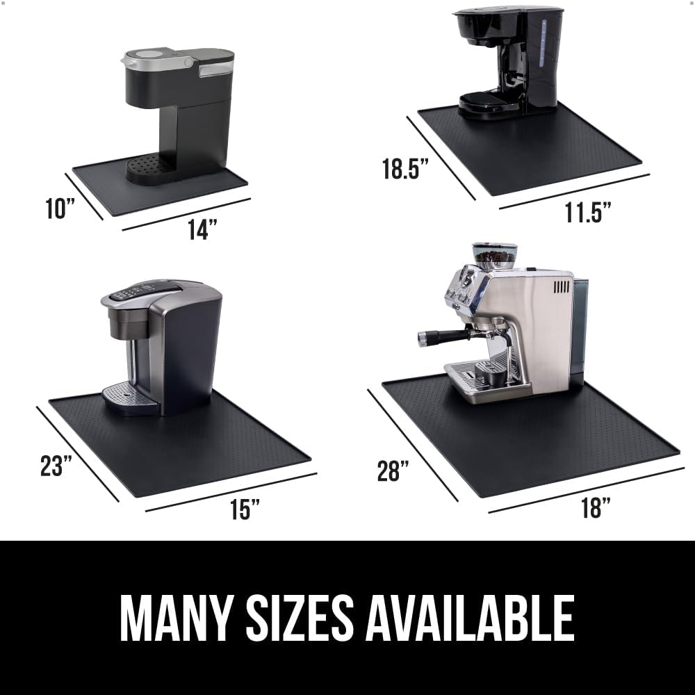 GORILLA GRIP Silicone Coffee Mat, Espresso Machine Bar Accessories, Keep Kitchen Counters Clean, Stays in Place, Waterproof and Heat Resistant Dish Drying Mats, Home Decor Essentials, 11.5x18.6, Black