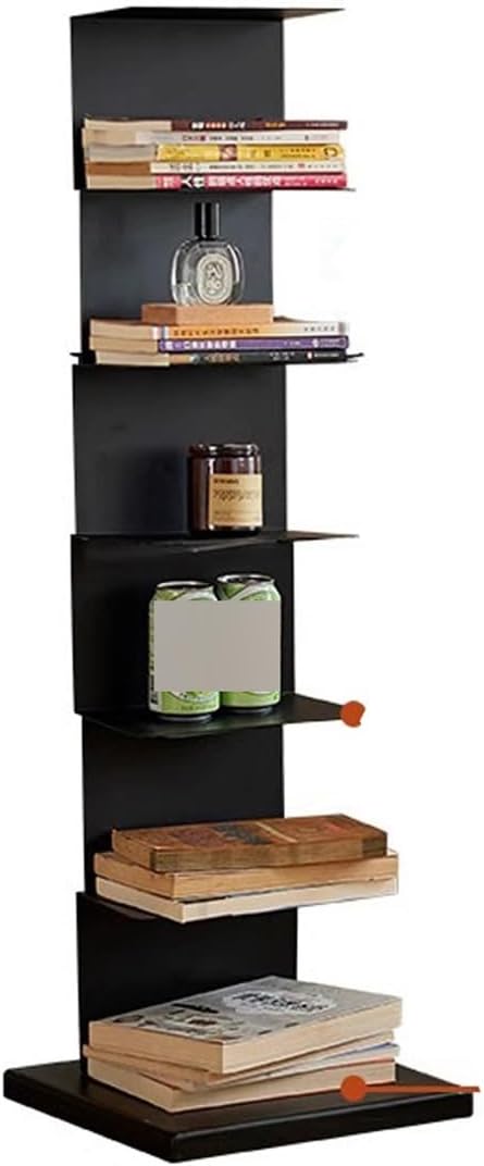 Free Standing Bookcase Open Shelves,Multipurpose Corner Bookshelf, Multipurpose Corner Bookshelf, Simple Narrow Invisible Bookshel, Metal Bookshelf – Vertical Book Tower，modern Open Bookshelf(Black,10