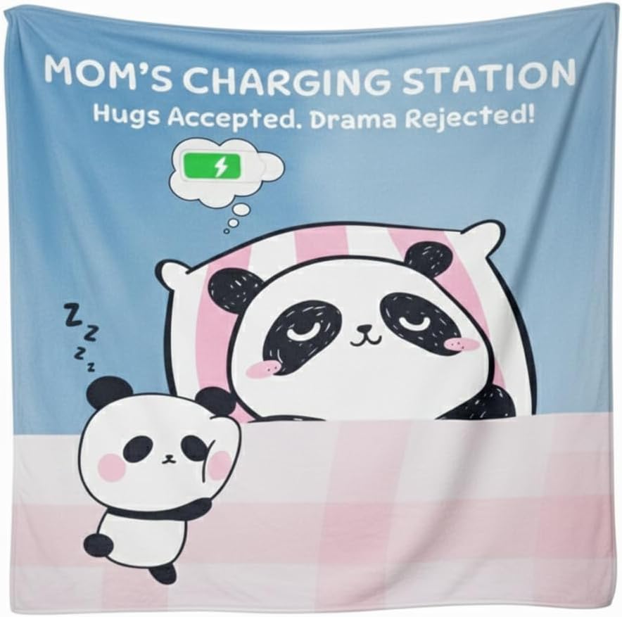 OINA Fluffy Warm 470 GSM Arctic Velvet Blanket – Cozy for Mom from Daughter or Son, Soft & Plush Throw for Relaxation and Comfort (Throw (50x60”), Mom's Charging Station)