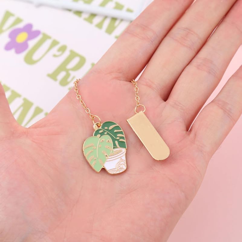 NUOBESTY 4Pcs Plant Bookmark Cactus Page Holder Clip Metal Book Markers Botanical Bookmark Decorative Book Page Marks for Teachers Day Presents