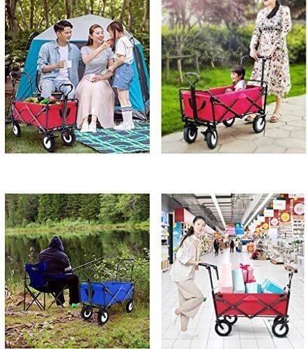 Portable Camping Cart,Heavy Duty Folding Camping Beach Wagon with 4 Wheels Outdoor Garden Shopping Cart for Fishing Pull Truck and Festivals
