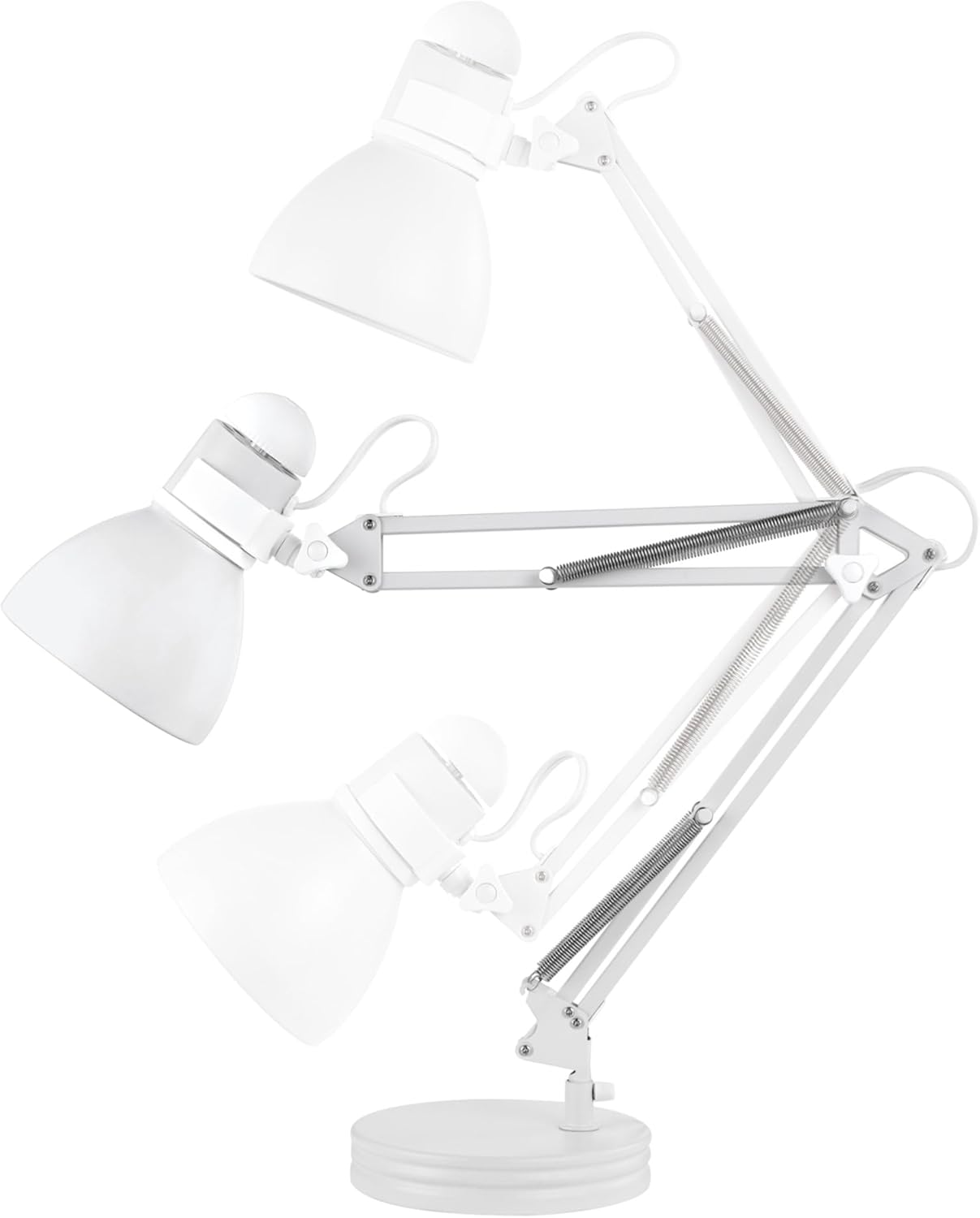 Globe Electric 52024 71.1cm(28인치) 스윙 암 건축가 책상 램프, 매트 화이트, 그늘의 회전 스위치, 부분적으로 조절 가능한 암, 침실 또는 사무실을 위한 현대적인 조명, 유행을 타지 않는 실내 조명