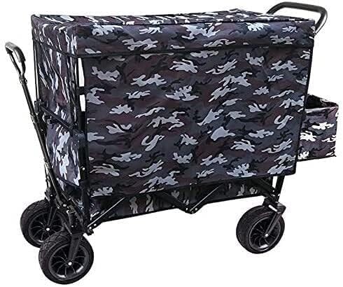 Outdoor Folding Utility Wagon with Removable Canopy, Heavy Duty Garden Trolley, Adjustable Handle, 85kg Load Capacity for Camping, Shopping & Festivals