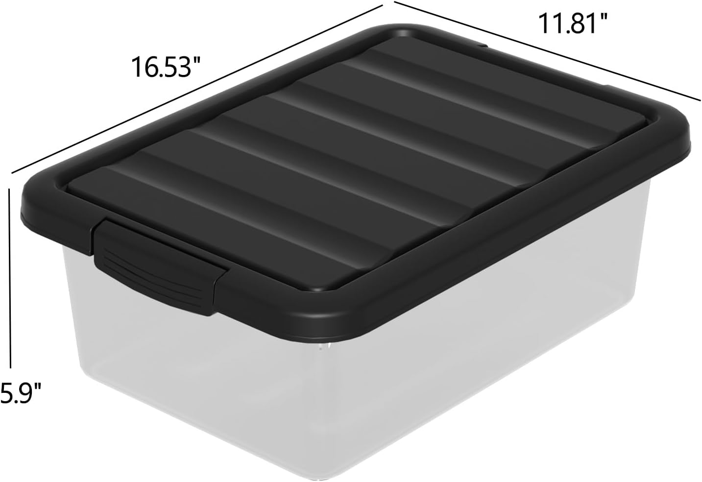 Plastic Containers Bins with Latching Lids, Stackable Organization Bins for Storage, 2 Packs, 14 Quart