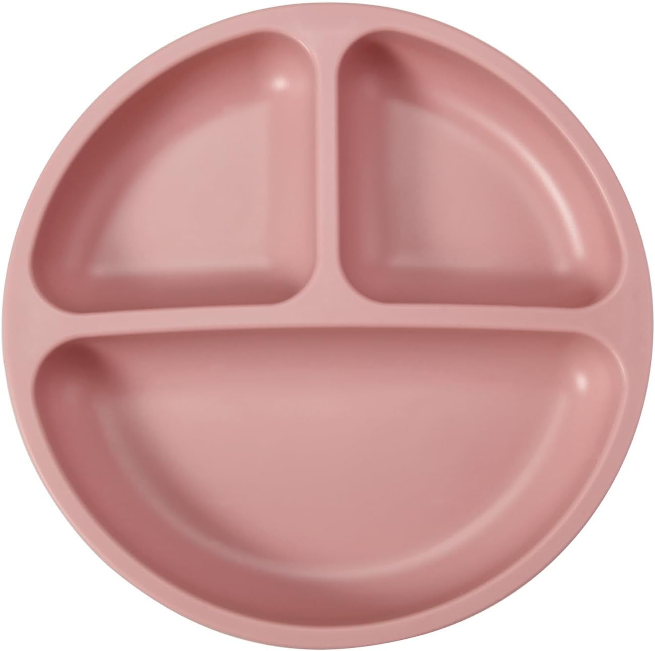 PandaEar 3 Pack Toddler Plates, Silicone Divided Suction Plate for Babies, BPA-Free 100% Food-Grade Silicone Unbreakable Baby Plate (Pink/Linen/Light Pink)