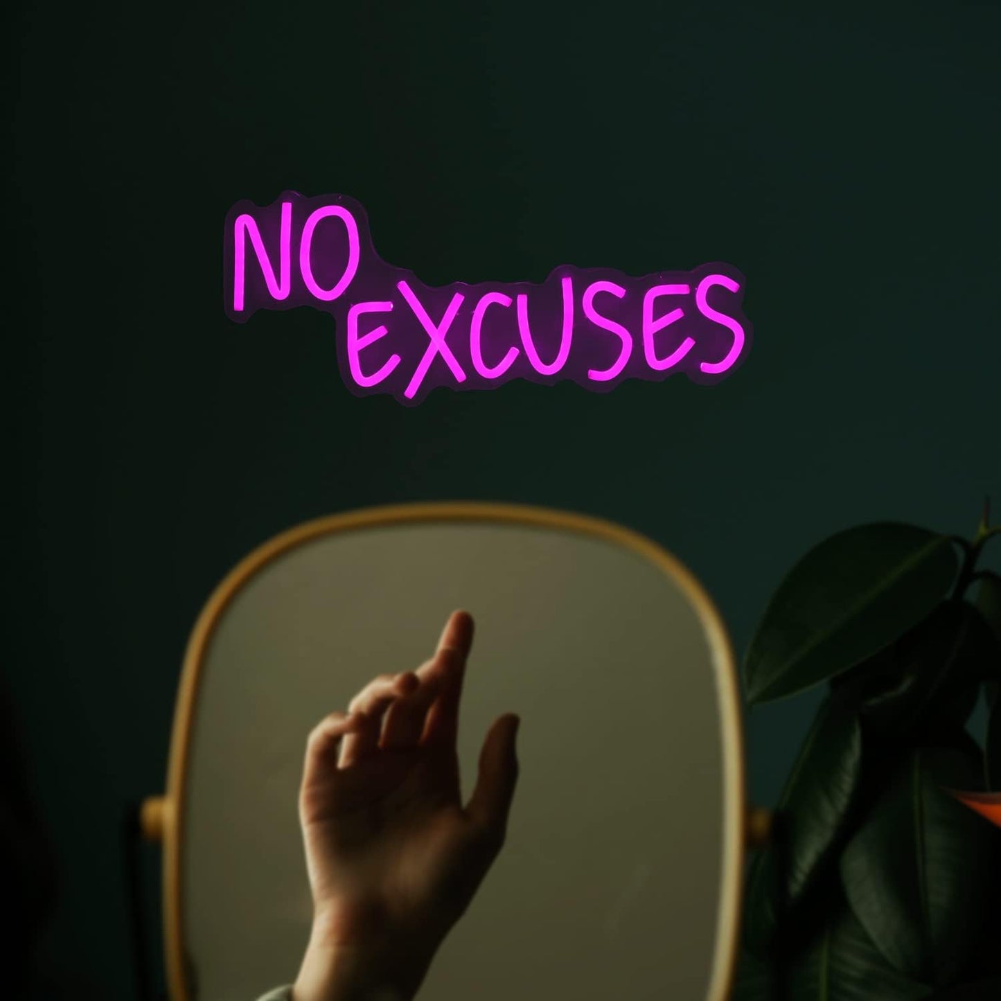 No Excuses Neon Sign Pink Inspirational LED Light Motivational Dimmable Wall Art Decor Neon Gym Accessories Sign Bright Word LED As a Gift for Fitness fans,Workout Man,Teenager,Professional Sportsmen