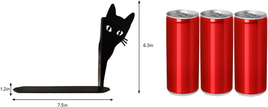 Book Ends, Black Cat Metal Bookends for Shelves Decorative with Non-Slip Bottom, Cute Bookshelf Decor, Book Ends for Shelves, Decorative Objects, Unique Bookends