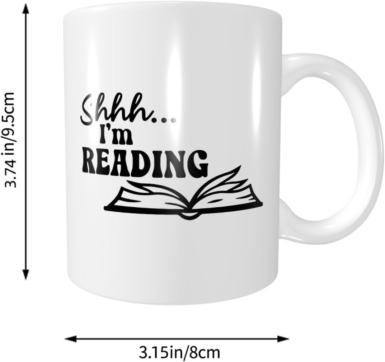 I'M Reading Book Lover Mug 11 oz Ceramic Coffee Cup Funny Mugs for Office and Home (White)